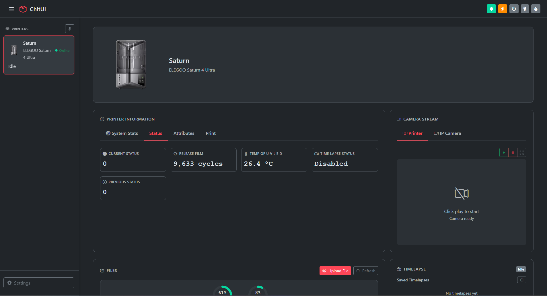 ChitUI dashboard splash